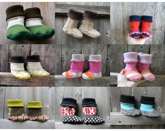 CUSTOM Upcycled Wool High Top Baby Booties Baby Boots Crib Shoes Double Layer Select Size & Color