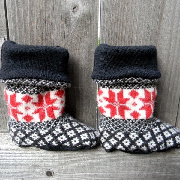 Upcycled 100 % Wolle Baby Booties High Top Stiefel Baby Boy Booties Upcycled Wolle Booties 9-12 Monate