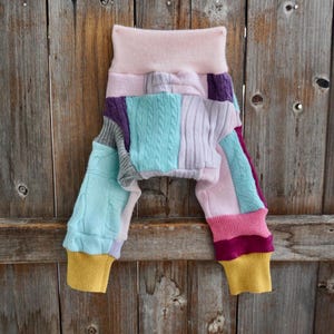 Upcycled Cashmere Longies Soaker Cover Diaper Cover With Added Doubler Girly Colors Patchwork MEDIUM 6-12 Months