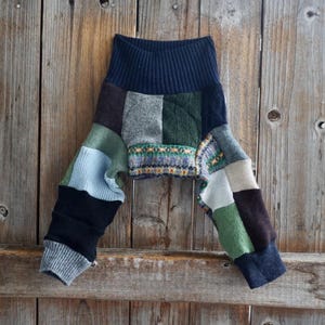 Cubrepañales Longies de cachemira reciclada: Cubrepañal para niño recién nacido (0-3 meses) con patchwork