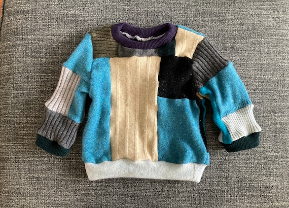 Upcycled 100% Cashmere Patchwork Sweater Baby Boy Sweater Months