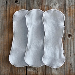 Upcycled Merino Wool Diaper Doublers: Pale Blue Wool Soaker Liners (Set of Three)
