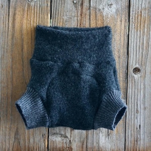 Upcycled Cashmere Soaker Cover Diaper Cover Shorties With Added Doubler Gray SMALL 3-6 Months