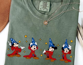 Walt Disney Fantasia Mickey Watercolor T-Shirt, Fantasia Mickey Shirt, Comfort Color®, Mickey Sorcerer Tee, Disneyland Family Matching Shirt
