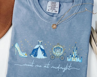 Comfort Colors® Meet me at Midnight Shirt, Cinderella Inspired T-Shirt, Disney Cinderella Shirt, Princess Party Gift, Disney Girls Trip 2025