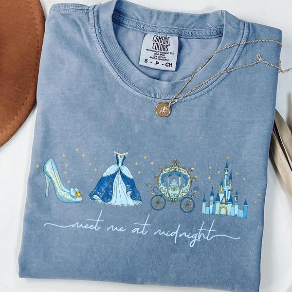 Comfort Colors® Meet me at Midnight Shirt, Cinderella Inspired T-Shirt, Disney Cinderella Shirt, Princess Party Gift, Disney Girls Trip 2025