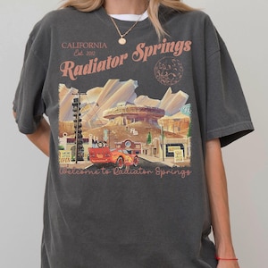 Vintage Radiator Springs Comfort Colors® Shirt, Lightning McQueen Disney Tee, Disney Vacation Shirt, Disneyland Tee, Pixar Cars Family Shirt image 1