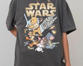 Pooh And Friends Star Wars Shirt, Star Wars Winnie The Pooh TShirt, Retro Star Wars, Hollywood Studios Shirt, Galaxy's Edge, Comfort Colors®