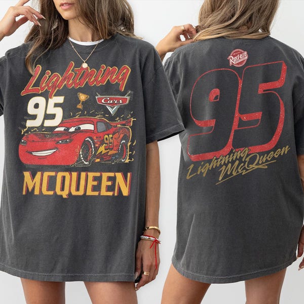 Vintage Lightning McQueen Comfort Colors® Shirt, Retro McQueen Graphic Tee, Disney Family Vacation Trip Shirt 2026, Disney Pixar Cars Shirts