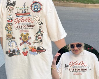 Chemise rétro Walt's Ink & Paint Tattoo Shop Comfort Color®, chemise Voyage Disneyworld, chemise tatouage rétro Magic Kingdom, t-shirt tatouage Flash Disney