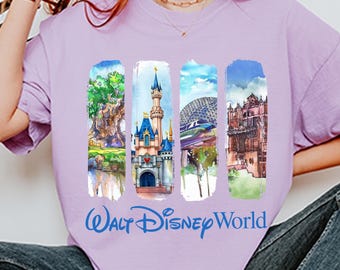 Retro Walt Disneyworld Watercolor Comfort Colors® Shirt, Vintage Disneyworld Shirt, Retro Disney Shirt, Disney 2025 Trip, Magic Castle Shirt