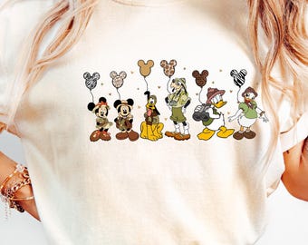 Retro Mickey And Friends Leopard Balloon Animal Kingdom Shirt, Disney Safari Mode Shirt, 2025 Family Trip Shirt, Comfort Colors®, Disney Tee