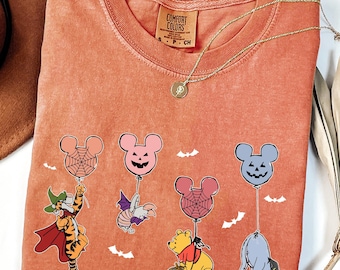 Retro Winnie The Pooh Halloween Shirt, Comfort Colors® Pooh Halloween T-Shirt, Pooh And Friends Halloween Shirt, Pooh Halloween Family Shirt