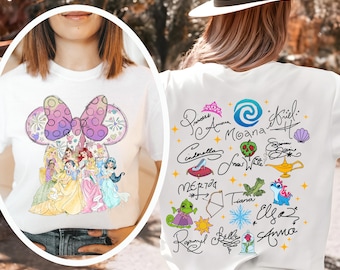 Disney Princess Shirt, Watercolor Magic Castle Princess T-shirt, Disney Princess Signature Sketch Sweater, Disneyland Family Comfort Colors®