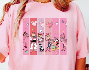 Toy Story Mickey balloon Disney Valentine shirt, Woody Buzz Lightyear Jessie WDW Disneyland Happy Valentine's Day, Comfort Colors®