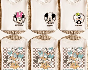Checkered Mickey Shirts, Disney Family, Comfort Colors® Custom Mickey Shirt, Retro Mickey and Friends Shirt, Retro Disney Trip T-shirt