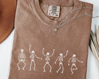Fall Shirt, Dancing Skeleton Shirt, Happy Halloween Tee, Halloween Tee Sweater, halloween costume T-shirt, Womens Halloween, Comfort Colors®