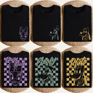 Retro Mickey and Friends Checkered Shirt, Disneyworld Family Vacation T-shirts, Disneyland Family Trip Shirt, Magic Kingdom, Comfort Colors® image 4