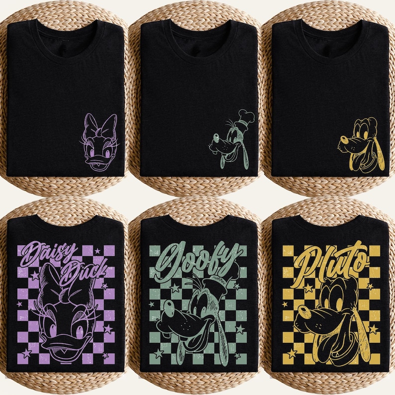 Retro Mickey and Friends Checkered Shirt, Disneyworld Family Vacation T-shirts, Disneyland Family Trip Shirt, Magic Kingdom, Comfort Colors® image 4