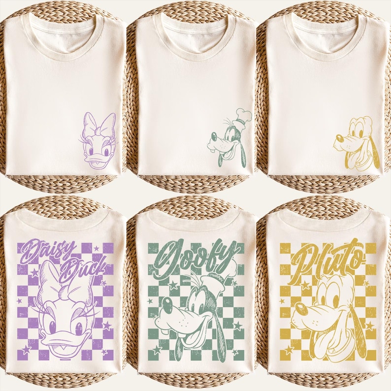 Retro Mickey and Friends Checkered Shirt, Disneyworld Family Vacation T-shirts, Disneyland Family Trip Shirt, Magic Kingdom, Comfort Colors® image 2