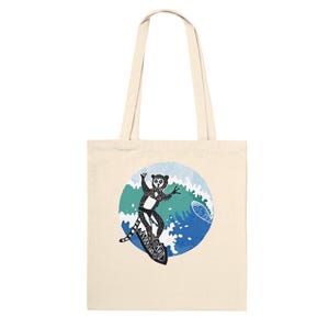 Surfing Lemur Tote Bags