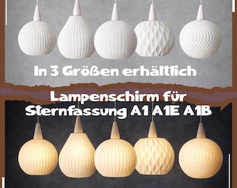 Nachhaltige Lampenschirme  A1 für Sternlampe / Sternfassung A1/A1E Mini Midi Maxi  3D gedruckter Schirm Biopolymer Varianten Abdeckkappe