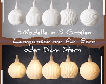 Nachhaltige Lampenschirme für Sternlampe Sternfassung 13cm oder 8cm A1/A1E 13cm Mini Midi Maxi  3D gedruckter Schirm Biopolymer Abdeckkapp