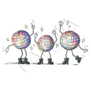 Carte de boules disco dansantes. Téléchargement instantané du PDF.