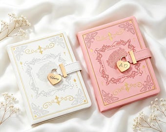 Personalized A5 Retro Vintage Journal With Lock, Eart Lock & Key, Floral Rose Pattern, Secret Diary Gift, Princess Diary
