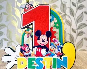 Décoration de gâteau d'anniversaire Mouse Clubhouse – prénom, âge, dessin animé personnalisés