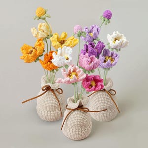 Handmade Crochet Flower Pot, Woven Yarn Decor Ornament