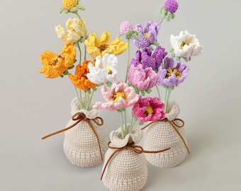 Crochet Gosang Flower Pot,Crochet Flower In Pot,Birthday Gift,Mother&#39;s day Gift,Plant Potted Decor Ornament,Anniversary Gift,Housewarming