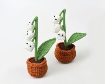 Crochet Ghost Lily of the Valley,Halloween Ghost Flower Decoration,Halloween Gift,Halloween Party Decor,Creepy Plant In Pot,Desk Decoration