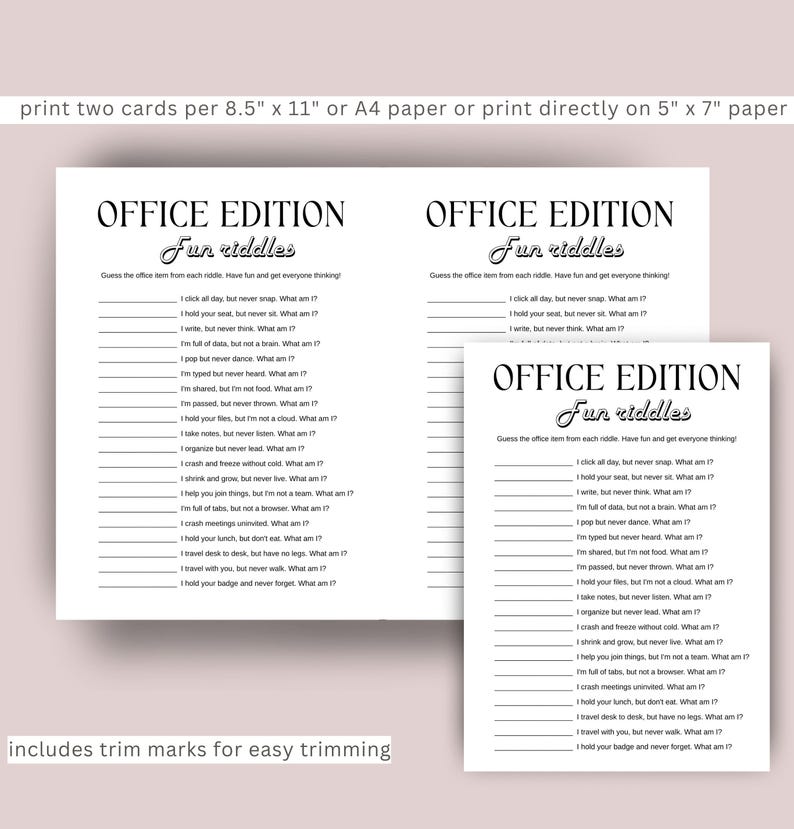 Microsoft Paperclip Riddles Office Riddles Game | Brain Teaser, Team Building (digital Download ...
