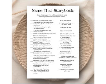 Storybook Baby Shower Game, Name That Book (Instant Download)