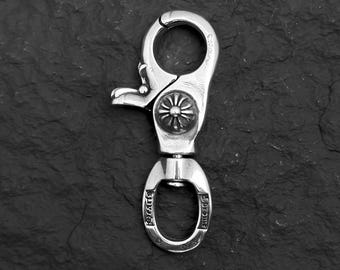 CH Gothic Y2K Punk Keychain, Aged  Carabiner Clip, CH Minimalist Vintage Unisex Accessory k2