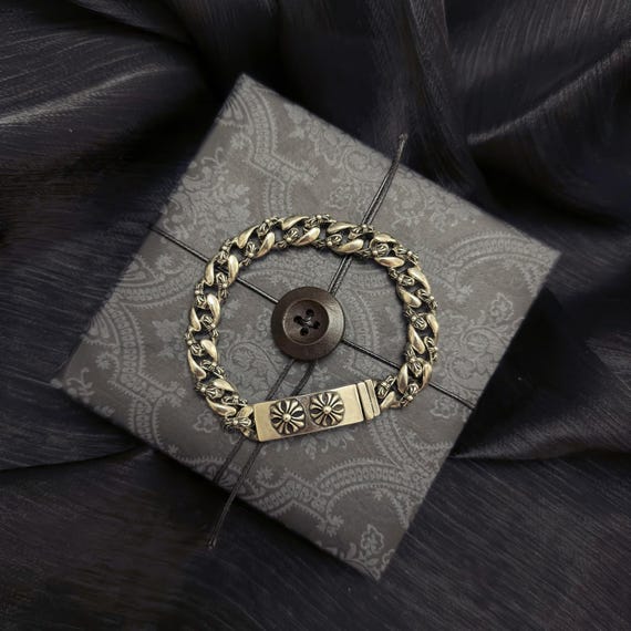 Gothic Y2K Punk Double Cross Cuban Chain Bracelet… - image 1