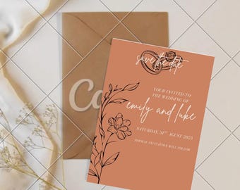 Plantilla para guardar la fecha, invitación para boda, editable e imprimible, tarjeta minimalista para guardar la fecha, descarga digital