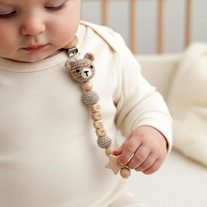 Niedliche Schnullerkette für Schnuller, Namen als Schnullerkette oder Schnullerkette für Schnuller