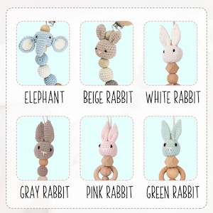 Personalized crochet animal dummy chain for baby