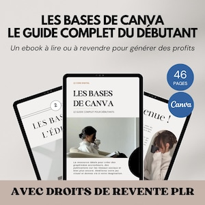 Canva Basics Ebook, Beginner&#39;s Guide, Digital Product with PLR Resale Rights, Digital Guide in French, PLR Passive Income