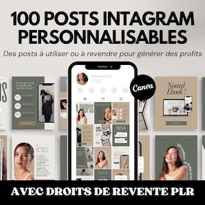 100 customizable Instagram posts with PLR resale rights, Instagram post pack with engaging text, PLR MRR social media posts