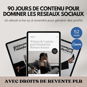 90 Days of Social Media Content to Resell Ebook, Digital Product with PLR MRR Resale Rights, Digital Guide in French