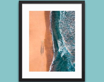 Aerial Surfers Print: Australian Beach Photography, Coastal Wall Art