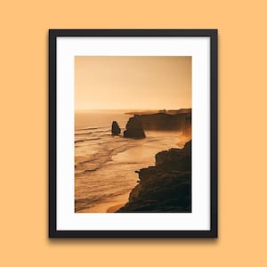 12 Apostles Sunset Print | Australia Landscape Wall Art, Coastal Travel Poster Sunset Photography, Great Ocean Road Wall Decor Melbourne Art