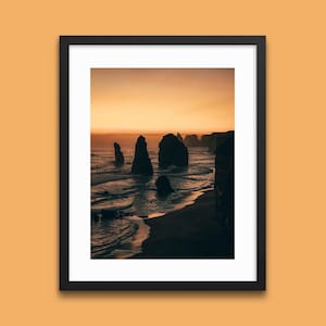 12 Apostles Print | Australia Landscape Wall Art, Coastal Travel Poster, Sunset Ocean Photography, Great Ocean Road Wall Decor Melbourne Art