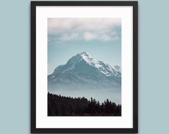 Mount Cook-print | Nieuw-Zeelandse Lake Pukaki-fotografie | Nieuw-Zeelandse landschapsmuurkunstposter