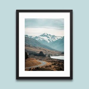 Aoraki Mount Cook Print | New Zealand Art Print, Travel Poster, New Zealand Art, Lake Pukaki, Travel Gift, Housewarming Gift, NZ Home Decor