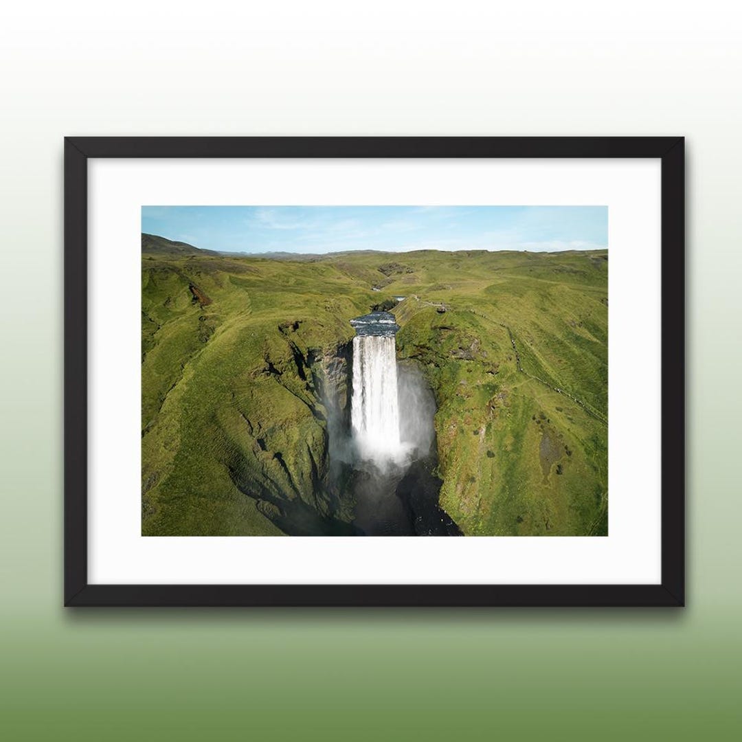 Skogafoss Waterfall Print | Iceland Landscape Wall Art, Drone ...