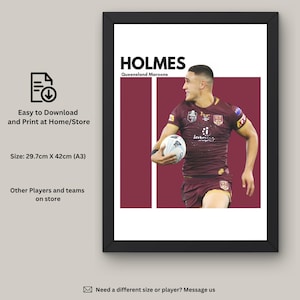 Valentine Holmes NRL Art Print: Queensland Maroons Fan Art (Digital Download)